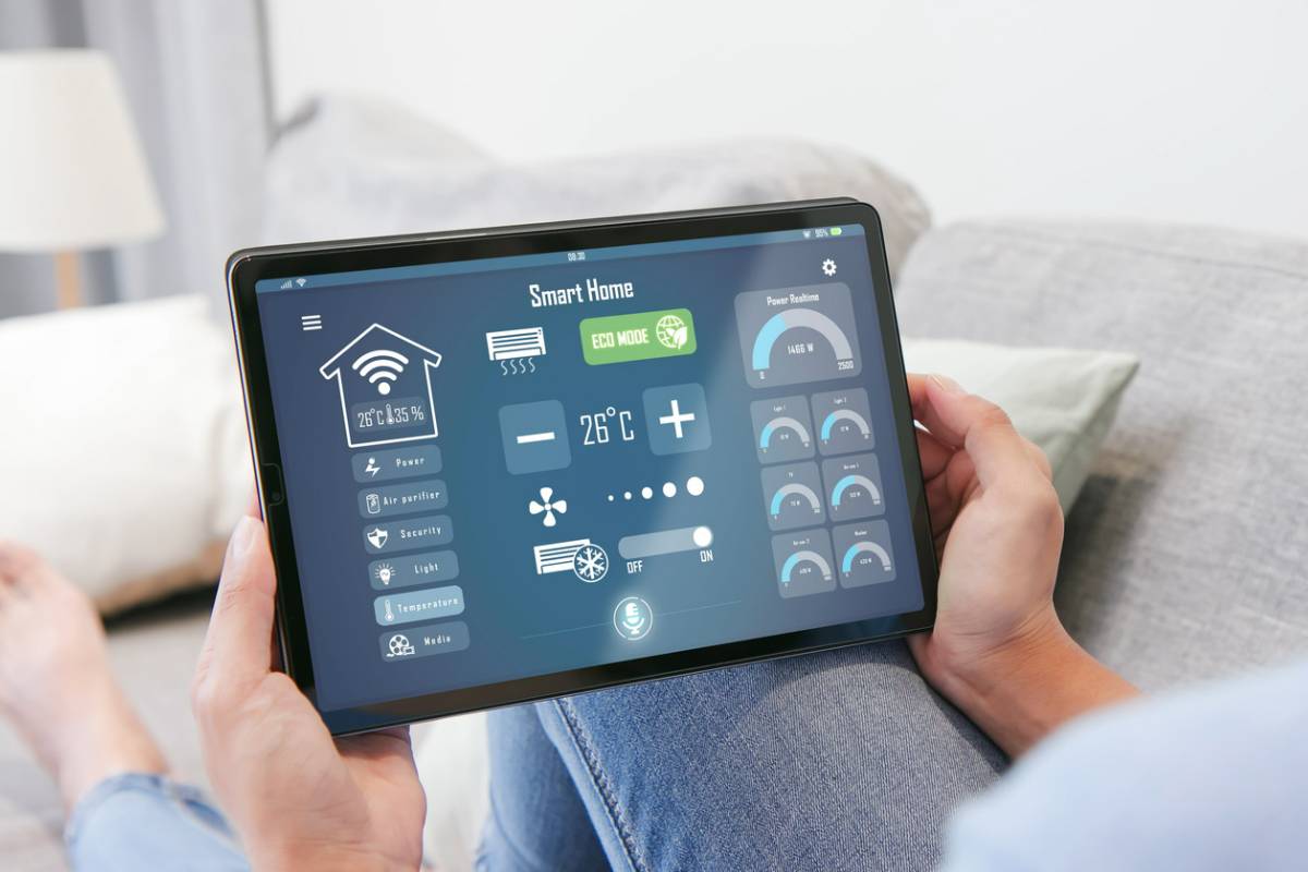 smart home app on tablet